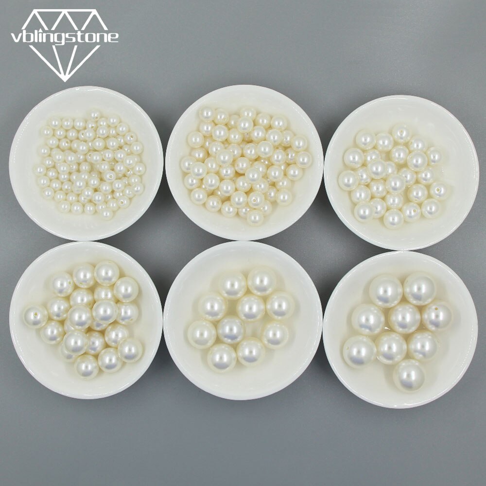 Runde perle nitter perle hvide knopper og pigge til tøj / hatte / bukser diy nitte perler knopper til læder 6/8/10/12/14/16/20mm