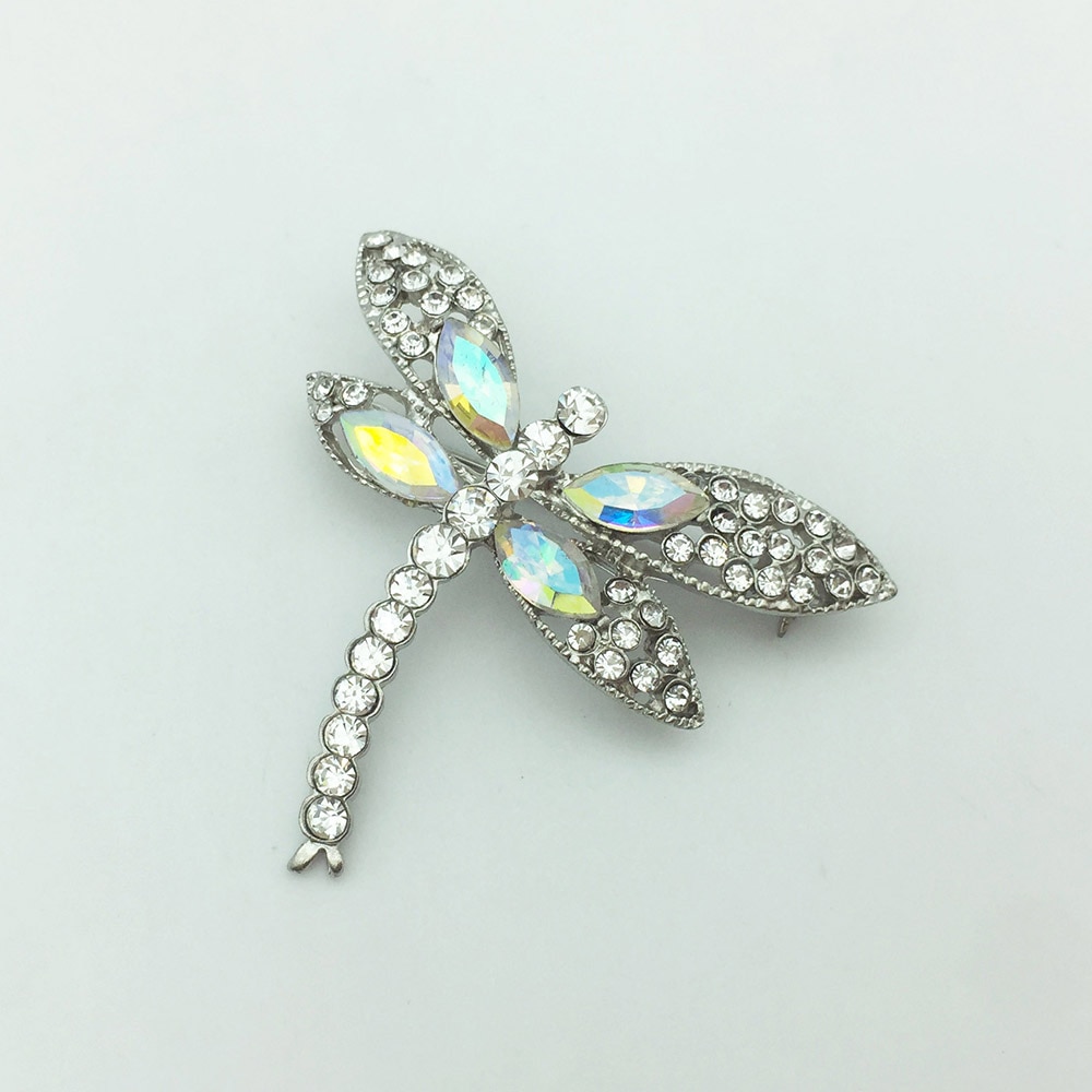 Crystal Rhinestone Dragonfly Broche Voor Vrouwen Eenvoudige Elegante Mode Dame Pinnen Sjaal Broche Kerstcadeau