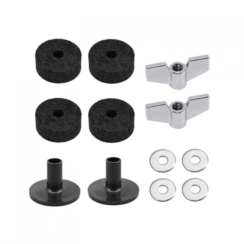 12 szt. Bęben jazzowy talerze filcowe podkładki części zestawy zamienne z talerzami rękawy i nakrętki skrzydełkowe i podkładki i talerze wełniane filcowe podkładki