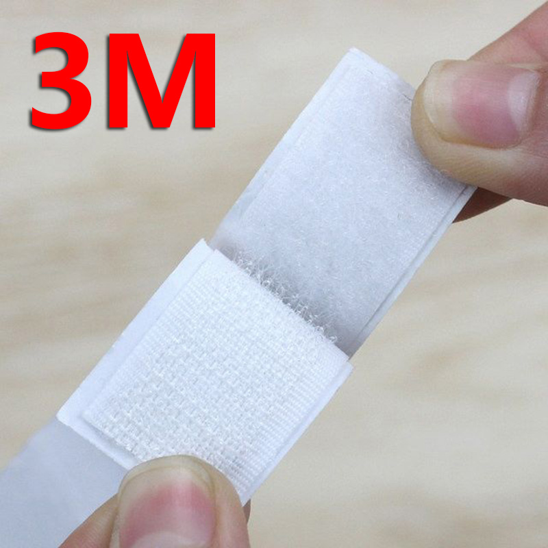 5M Reusable Self-adhesive Hook and Loop Fastener Tape Magic Nylon Sticker Strips with Glue for DIY Craft Accessories Black White