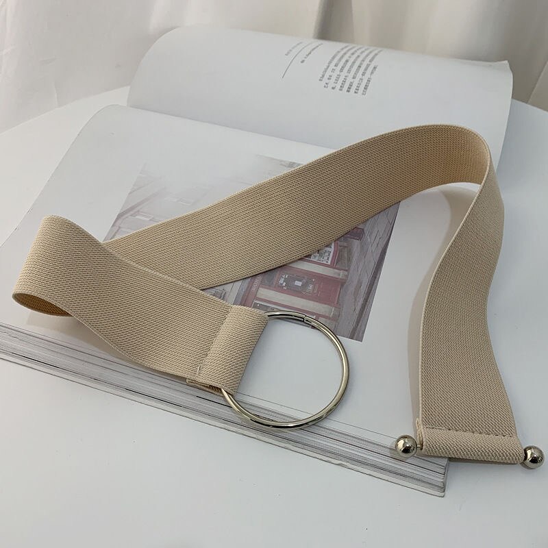 Cinturones anchos para mujer, corsé de cuero PU para adelgazar la cintura, cinturones de cuerpo, cintura elástica ajustable, faja para vestido: OT Ivory belt