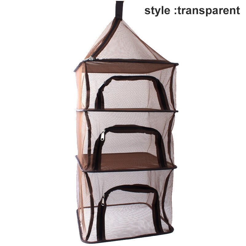 Canasta de almacenamiento de malla plegable de red seca colgante de 4 capas, tendedero de pesca para Camping Picnic YE: Transparent mesh