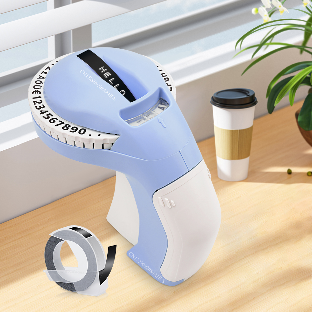 3D Embossing Typewriter B90 Manual Labeller Handheld Label Printer Similar as Dymo 12965 Labeling Machine or 3PK Label Tapes: C