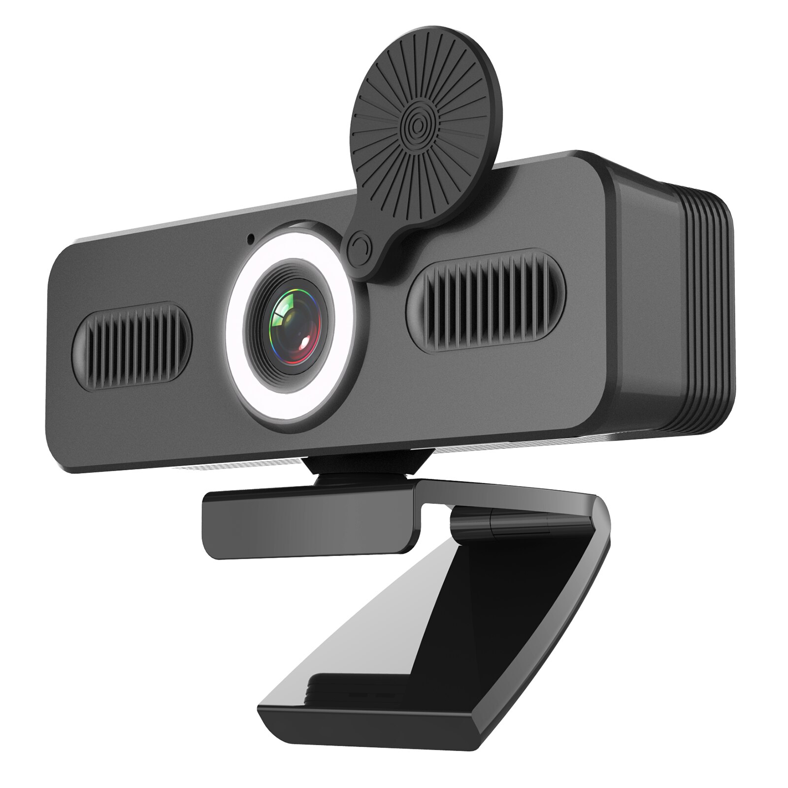 Digital USB Video Recorder for Home Office Computer Webcam Wide-Angle 1080P HD Web Camera with Microphone and Ring Light