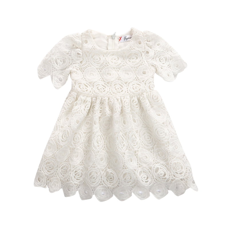 White Dress Summer Newborn Baby Girls Lace Floral Princess Dresses Formal Pageant Party Vestido Baby Clothes 0-24M