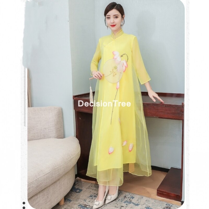 Vestidos chinos de estilo chino, qipao oriental, satén, estilo chino, cheongsam oriental,: color2 / XL