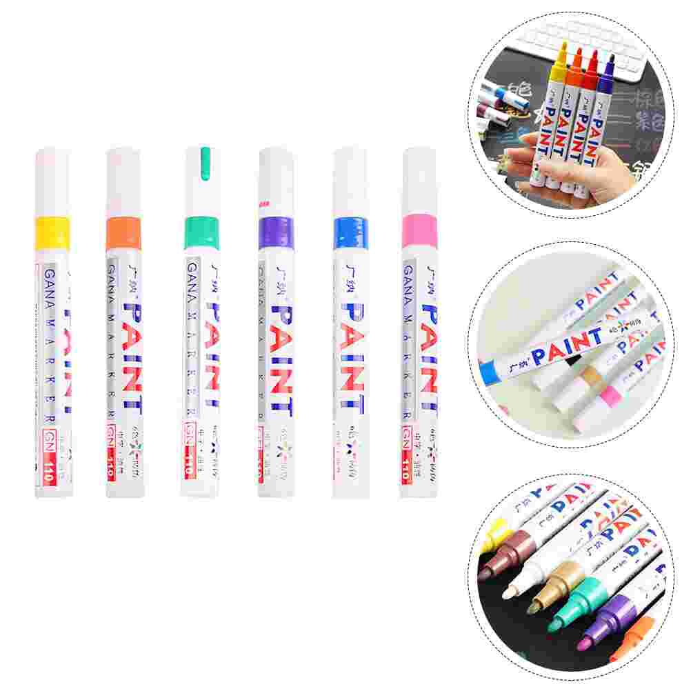 6pcs Paint Marker Pens Acrylic Paint Pens Oil Based Paint Markers Graffiti Markers