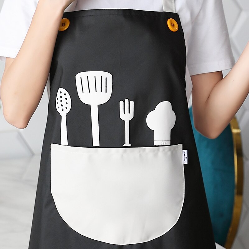 PE Waterdichte Schort Voor Vrouwen/Mannen Keukenschort Voor Bakken Overgooier Met Zakken Chef Schort Cafe Thuis Servies konijn Bib