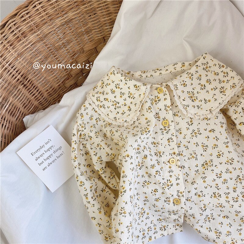 Kleine Lolita Verse Bloemen Shirt En Najaar Product Koreaanse Kinderen Kanten Kraag Top Factory Outlet