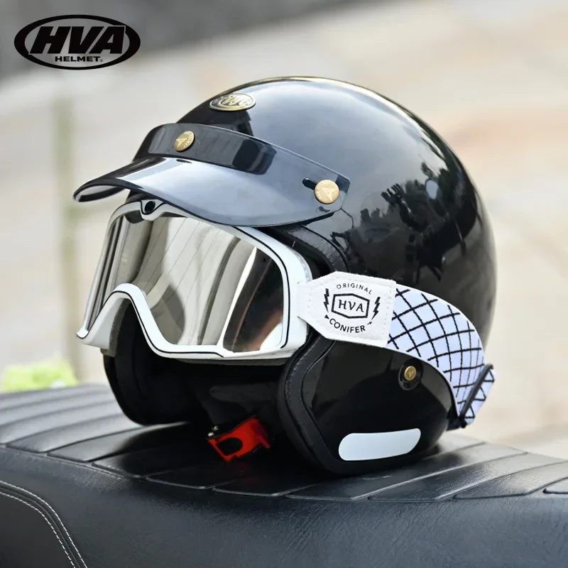 Retro Half Open Motorcycle Helmet Jet Motocross Accessories Casco Moto Helmet 3/4 Open Face Vintage Helmet Four Seasons Capacete