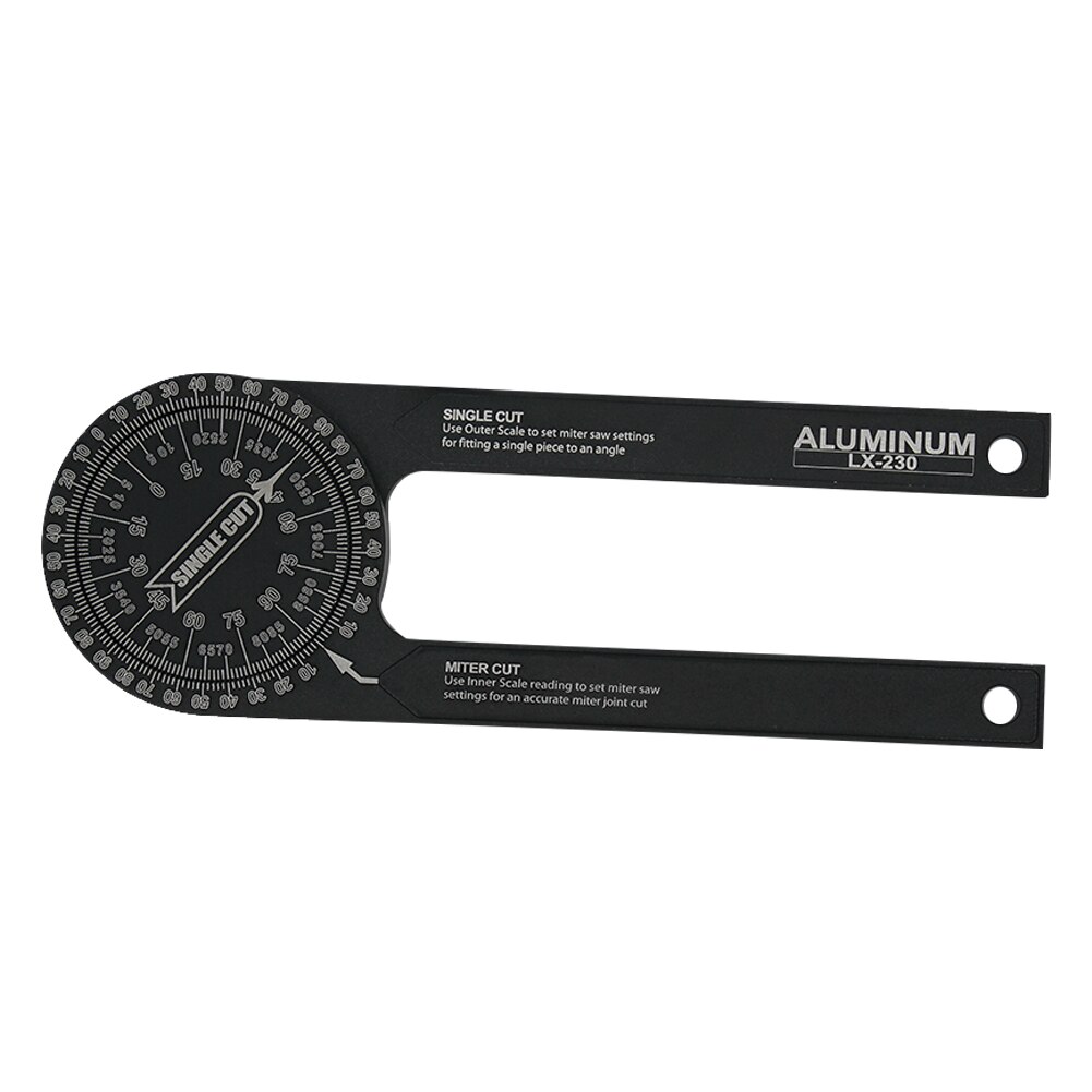 7inch Black Aluminum Miter Saw Protractor Single Cut Accessories Home Angle Finder Woodworking Measure Tool Engraved Scales