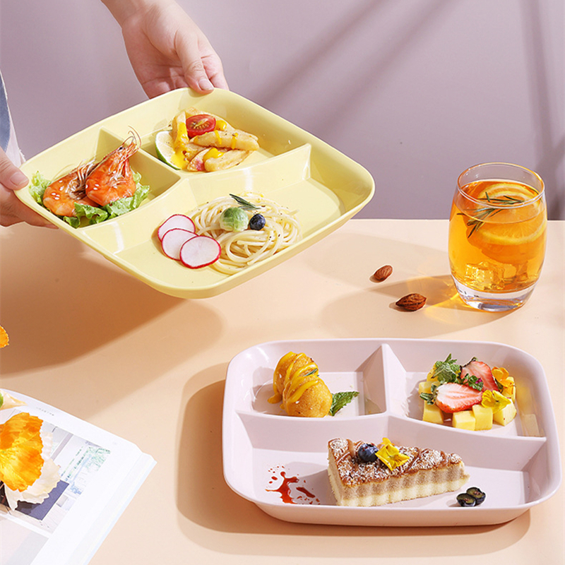 3-Grid Plates Dinner Plates Set Dinnerware Compartment Plate Serving Dishes Salad Kitchen Eco-friendly Tableware Dishwasher safe