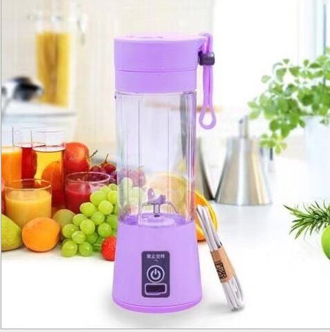 Bærbar blender, personlig størrelse eletric usb juicer kop, frugt, smoothie, babymad mixer, elektrisk frugt mixer: Lilla