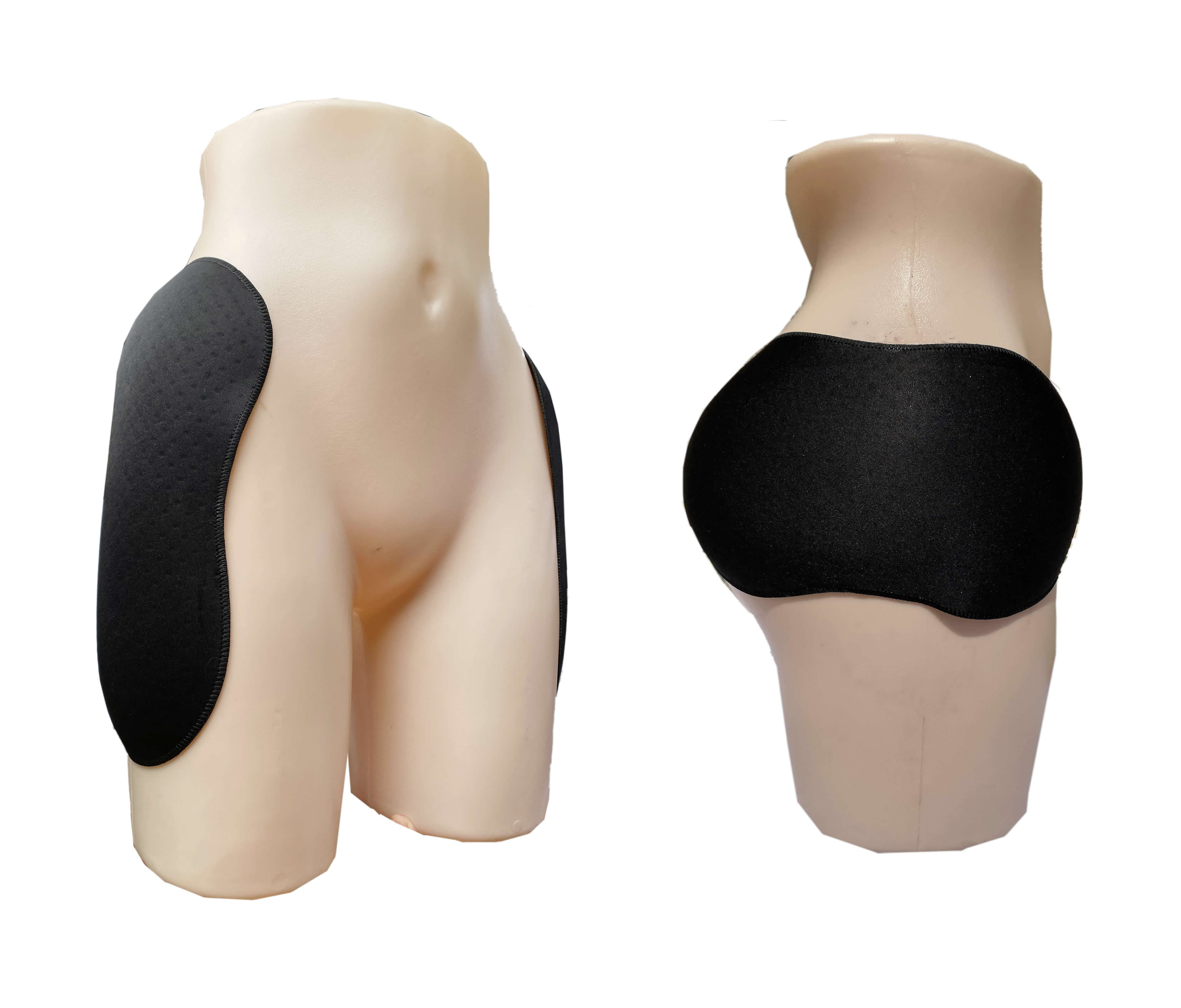 2ps store, selvklæbende, genanvendelige polstrede hoftesvamp-hoftepuder: Selvklæbende sort / L