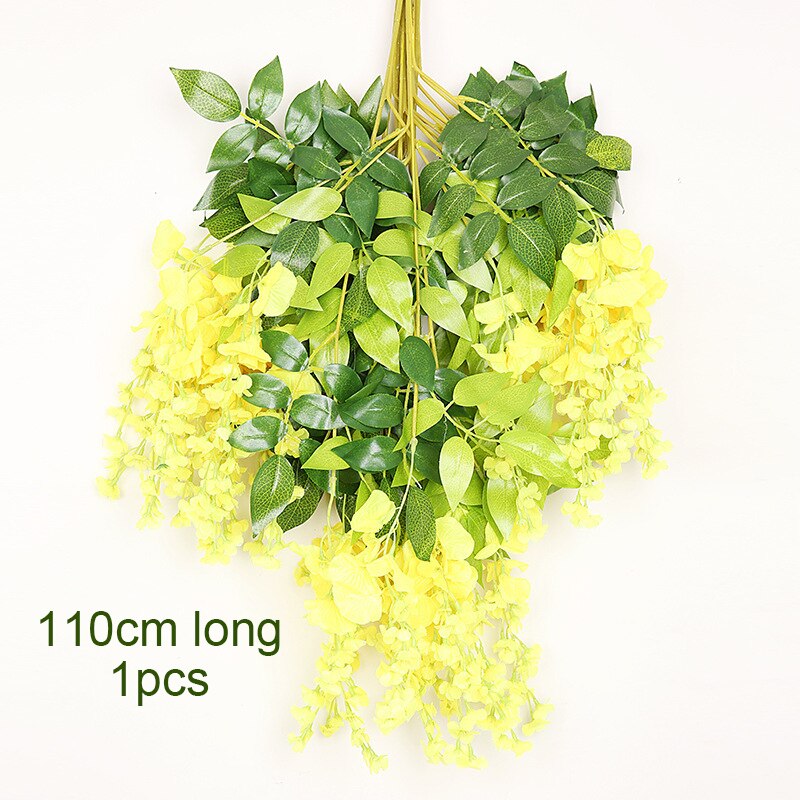 1PC 110cm Silk Wisteria Flowers White Hanging Flower For Decor Artificial Plants For Wedding Party Wall Decoration DIY Home: 15