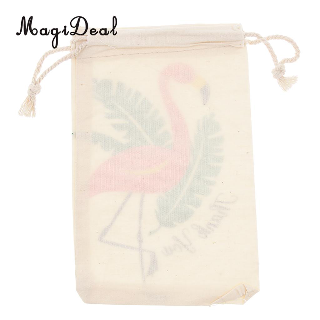 10 Pcs Flamingo Dank U Katoen Linnen Sieraden Pouch Tasje Gunst