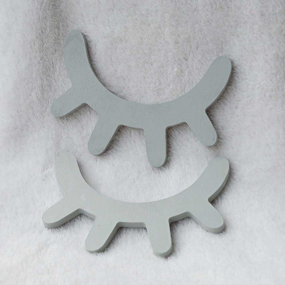 Baby Bed Bumper Ins Style Wooden Eyelashes Wall Sticker Baby Room Decor Photography Props Cartoon 5 Colors: 0.65cm gray bag