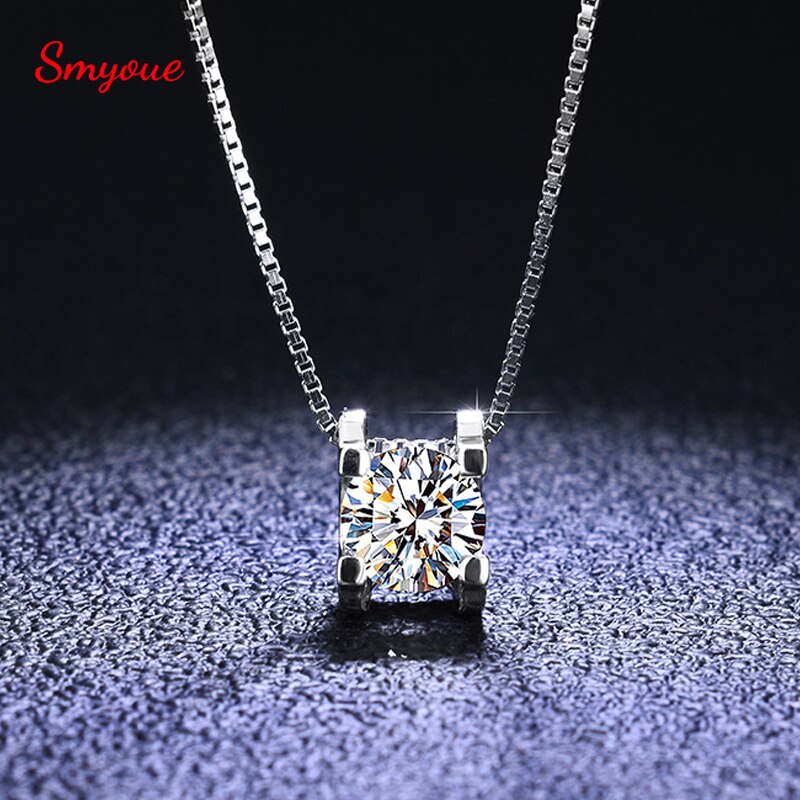 Smyoue 2ct 1ct test bestanden moissanit-diamantanhänger für damen klassisch trendig 925 sterling silber schmuck brillant halo