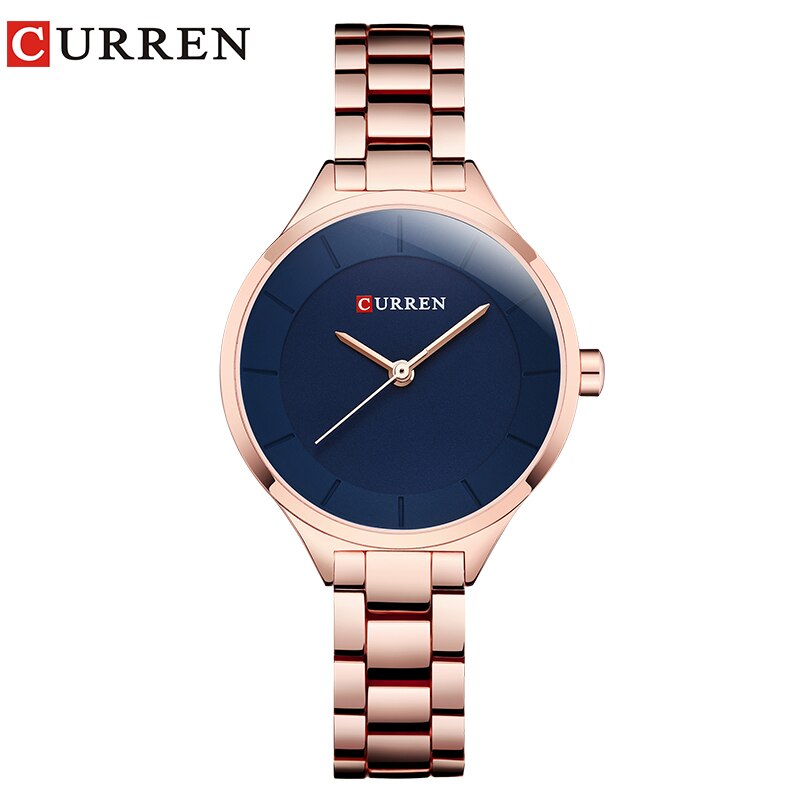 Curren Top Brand Dames Horloges Roestvrij Stalen Band Quartz Vrouwelijke Horloge Dames Klok Relogio Feminino: rose blue