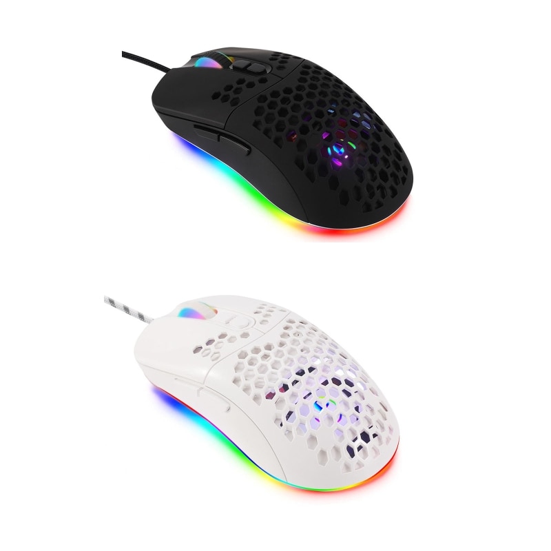 7200DPI USB Wired Mouse Optical Gaming Honeycomb Shell Mice RGB LED Backlight