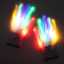 Paar Kleurrijke Led Handschoenen Rave Light Finger Verlichting Flashing Handschoenen Unisex Halloween Skelet Handschoen
