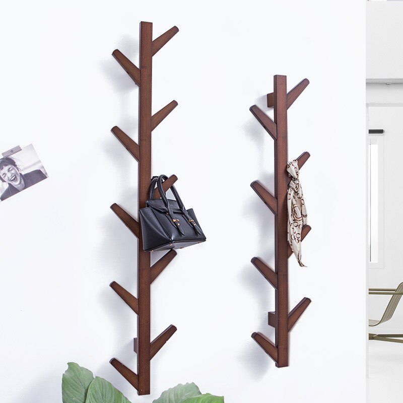 Trehengende stativ bambus veggmontert hanger hall inngangsdekorasjon hatt kappestativ vegg deco