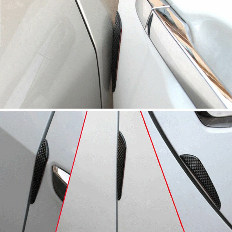 4xCarbon Fiber Car Door Edge Guard Strip Scratch Protector Anti-collision Trim Anti-rub Car Door Edge Guards Molding Protection