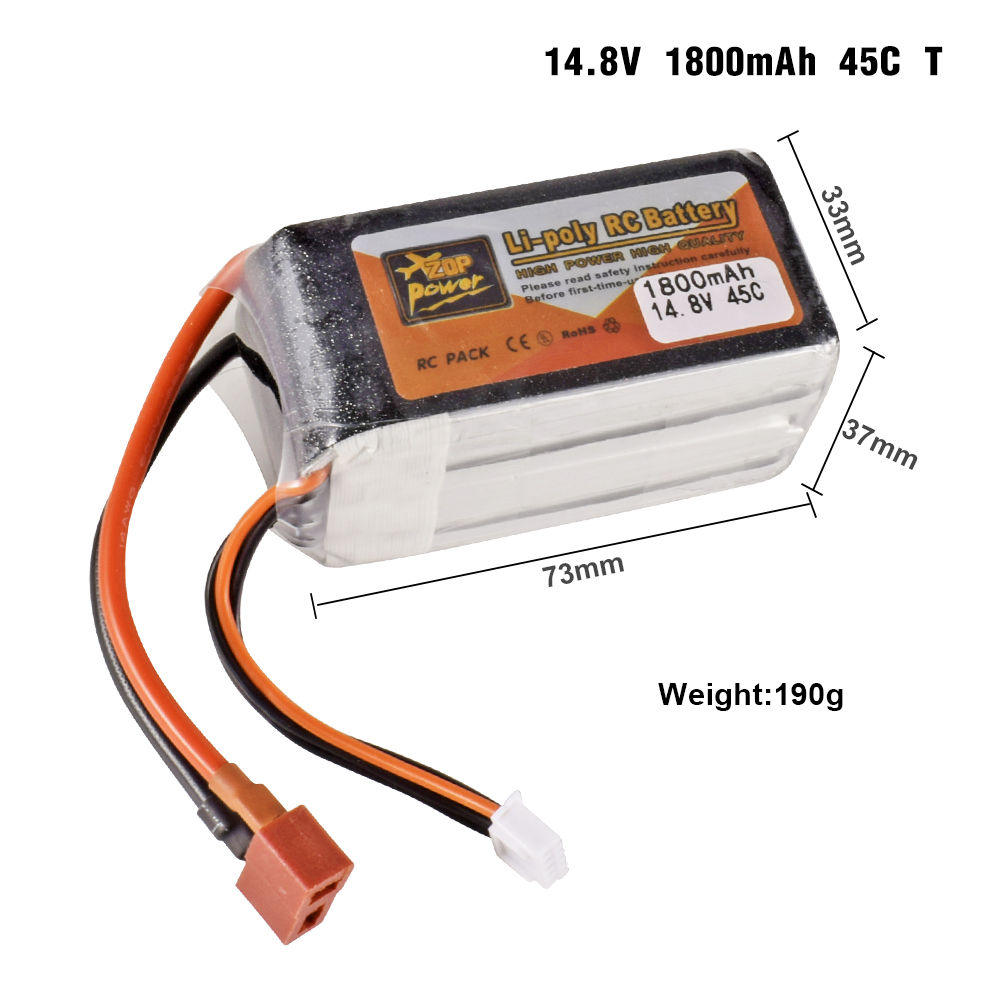 Batterie Lipo pour Voiture et Bateau RC, 4S, 14.8V, 1800-6000mAh, 30C, 45C, avec compte 60 T: YELLOW