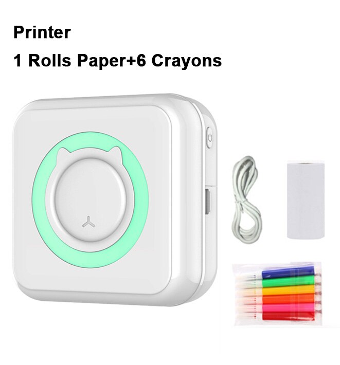 Mini Printer Portable Thermal Printing Machine Bluetooth Mini Photo Picture Label Printer for Android iOS DIY Home Use Printer: green-c