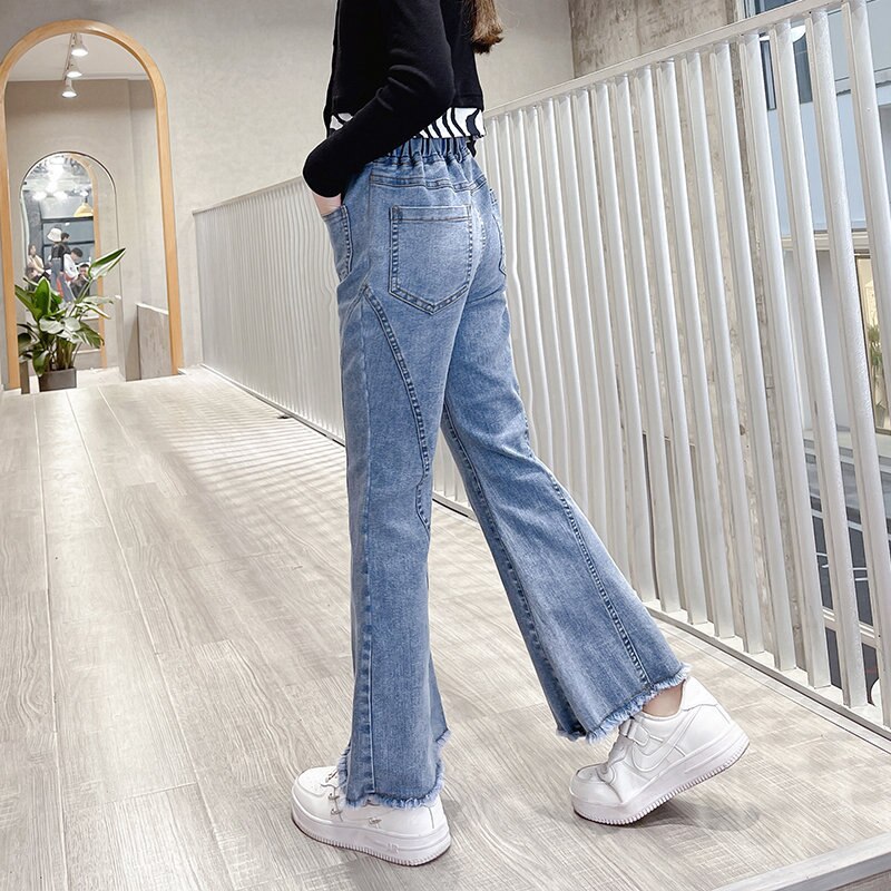 Jeans svasati alla moda per bambini ragazze pantaloni in Denim elastico in vita primavera autunno nuovi Jeans Skinny per pantaloni Casual per bambini adolescenti