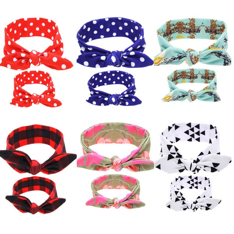 Emmababy Familie Headwear 2 stücke Frauen Kinder Baby Mädchen Elastische Verknotet Turban Haarband Stirnband Headwear