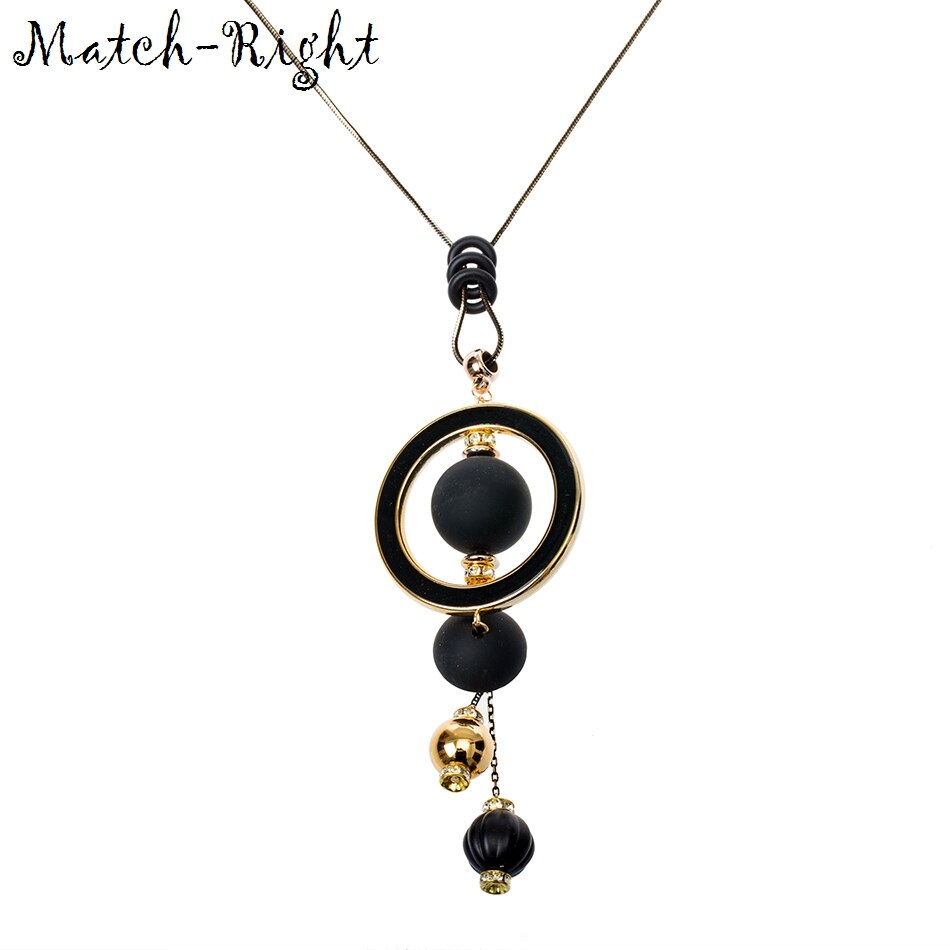 Match-Right Women Necklace Long Necklaces & Pendants Wood Beads Sweater Necklace For Women Jewelry SP014