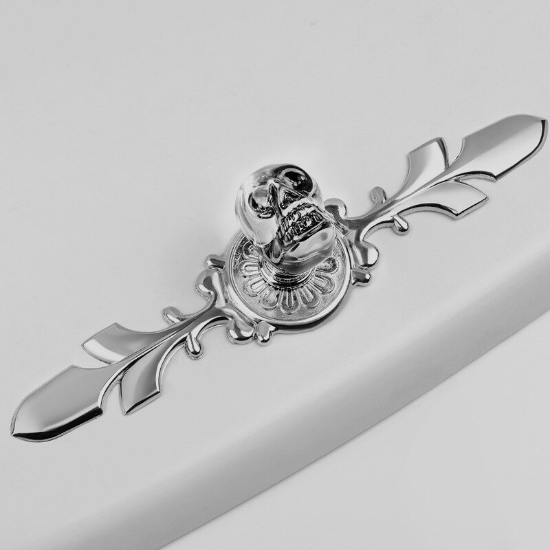 Furniture Handle Simple European Style Crystal Skull cupboard handles Wardrobe door knobs Hardware handles for furniture: Gray Silver 170mm