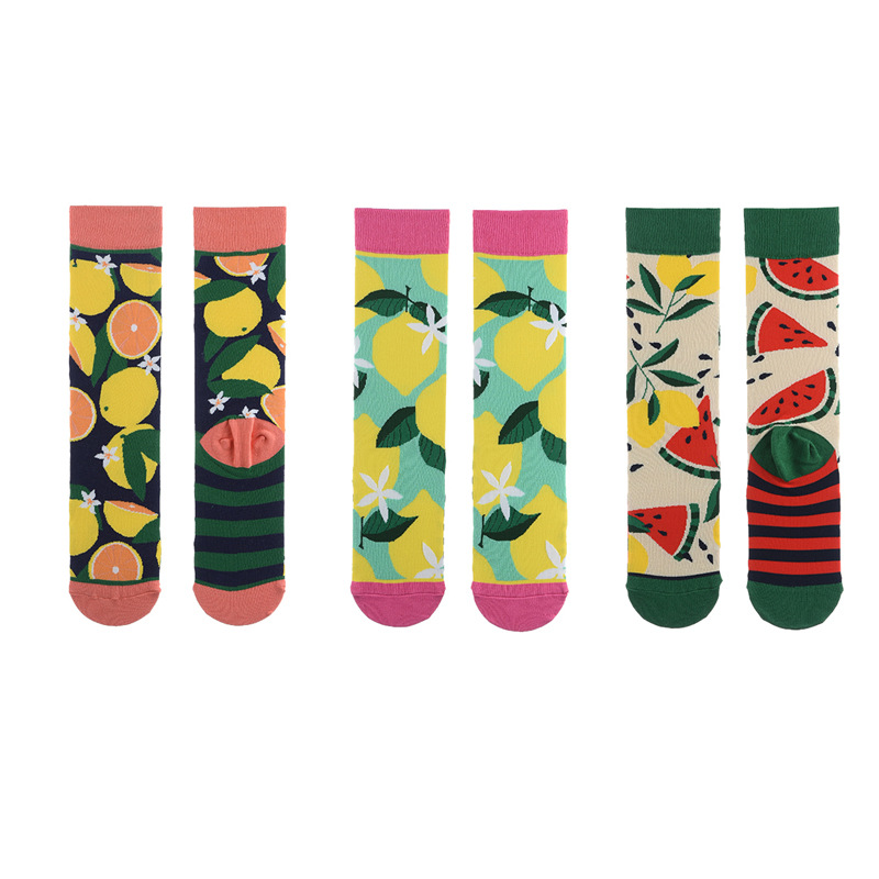 Söta damsockor tecknade djurmat fruktsockor kawaii roliga trendiga strumpor glada harajuku casual strumpor höst vårstrumpor