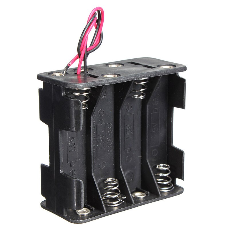 12 V 8 x AA Batterij Clip Slot Houder Stack Box Case 6 Inch Leads Draad voor Led Zaklamp Koplamp Oplaadbare batterijen