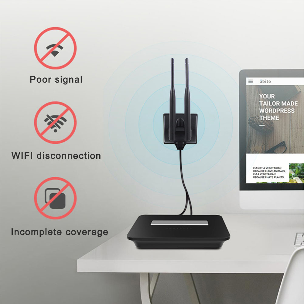 Dual Band WiFi Router Dual RP-SMA Male Signal Booster Antenna 6dBi Network Hotspot Amplifier Wireless Range Extender