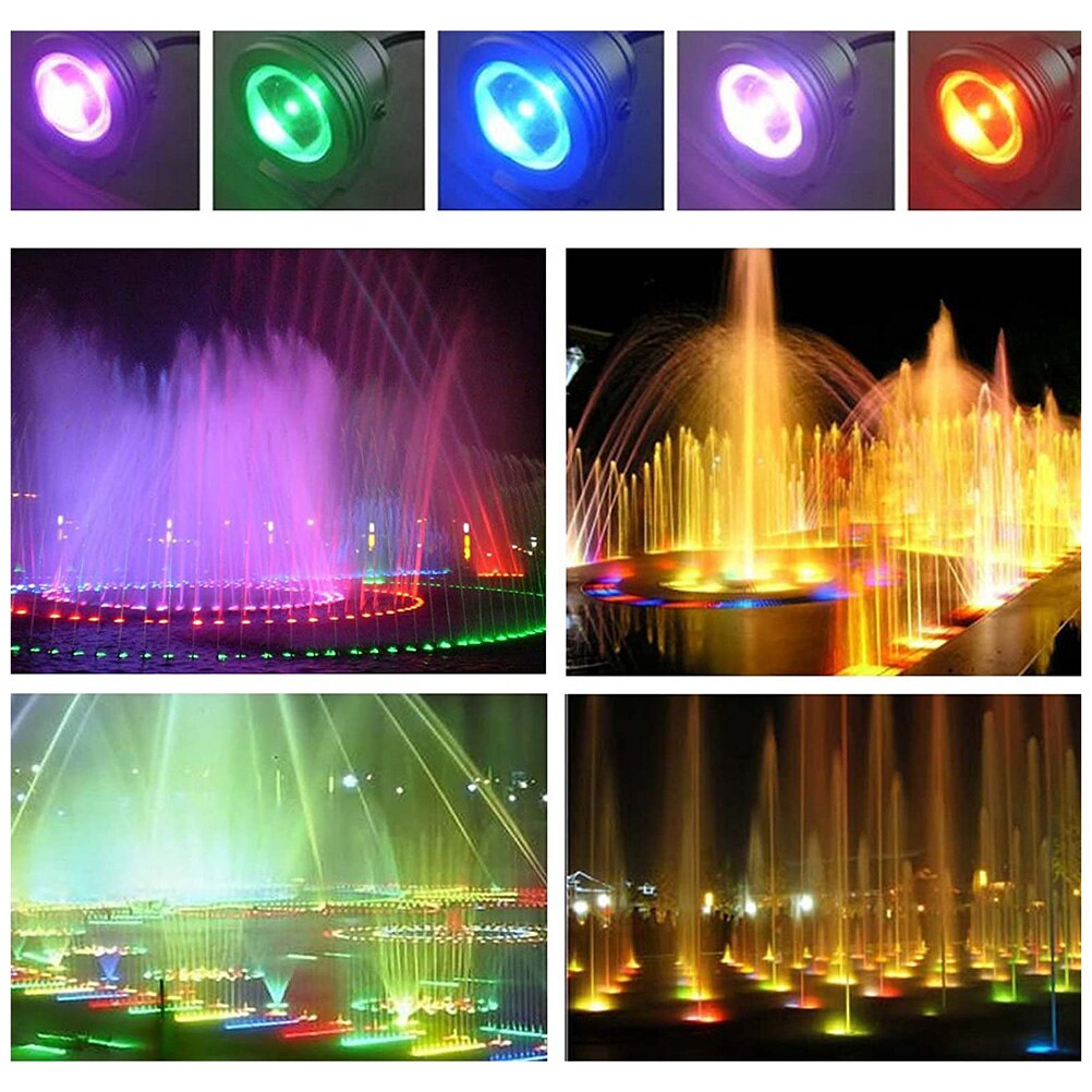Luz LED subacuática RGB de 10W, Multicolor, resistente al agua, luces subacuáticas, paisaje, fuente, lámpara de estanque, foco, lámpara subacuática