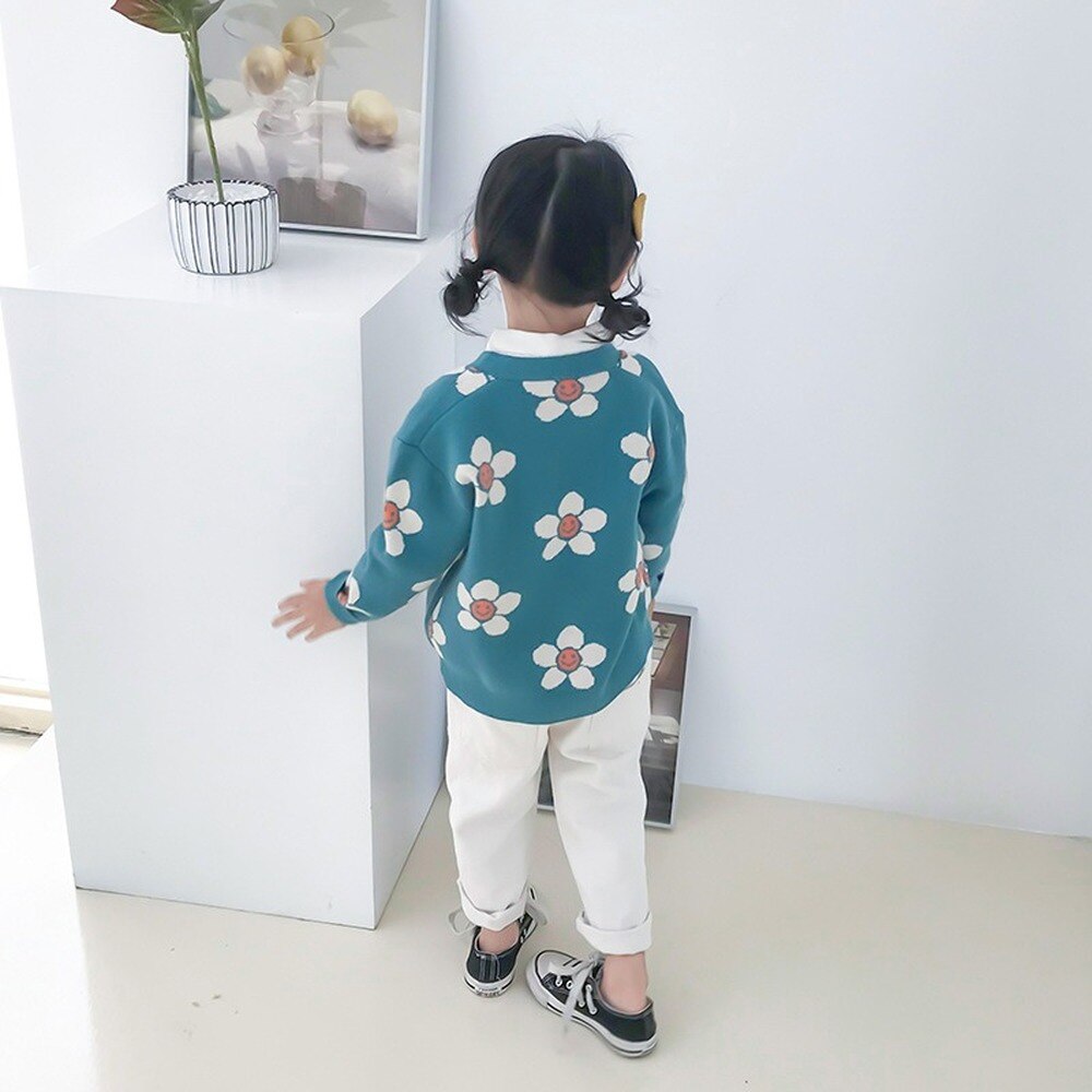 Ragazze Cardigan Lavorato A Maglia Cappotto Del Maglione 2020 Nuovi Vestiti di Arrivo Piccola Margherita Ragazze Primavera e in Autunno Cappotto del Maglione di Modo