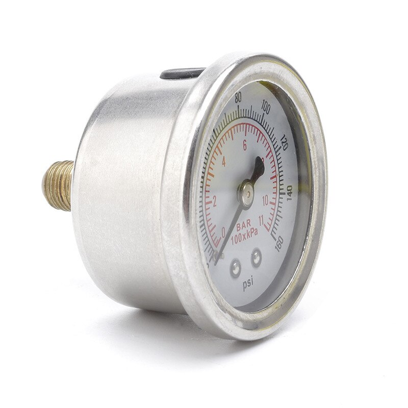 Fuel Pressure Gauge Liquid 0-160 psi Oil Press Gauge Fuel Gauge White Face Universal 1/8 NPT