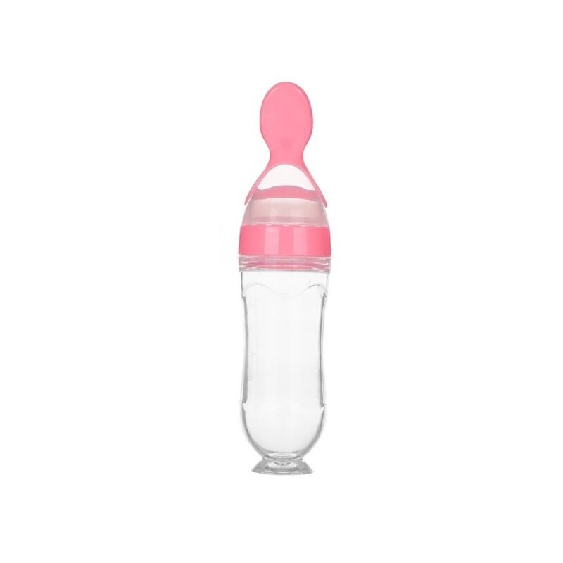 Siliconen Lepels Voor Voeden Geneeskunde Kids Peuter Bestek Gebruiksvoorwerpen Babylepel Fles Feeder Dropper Kinderen Accessoires Pasgeboren: pink with suction