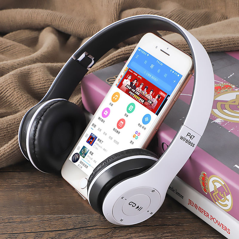 P47 Bluetooth 5.0 Wireless Headphone Foldable HIFI Stereo Bass Earphone Kid Helmet With Mic USB Adaptor For iPhone Game