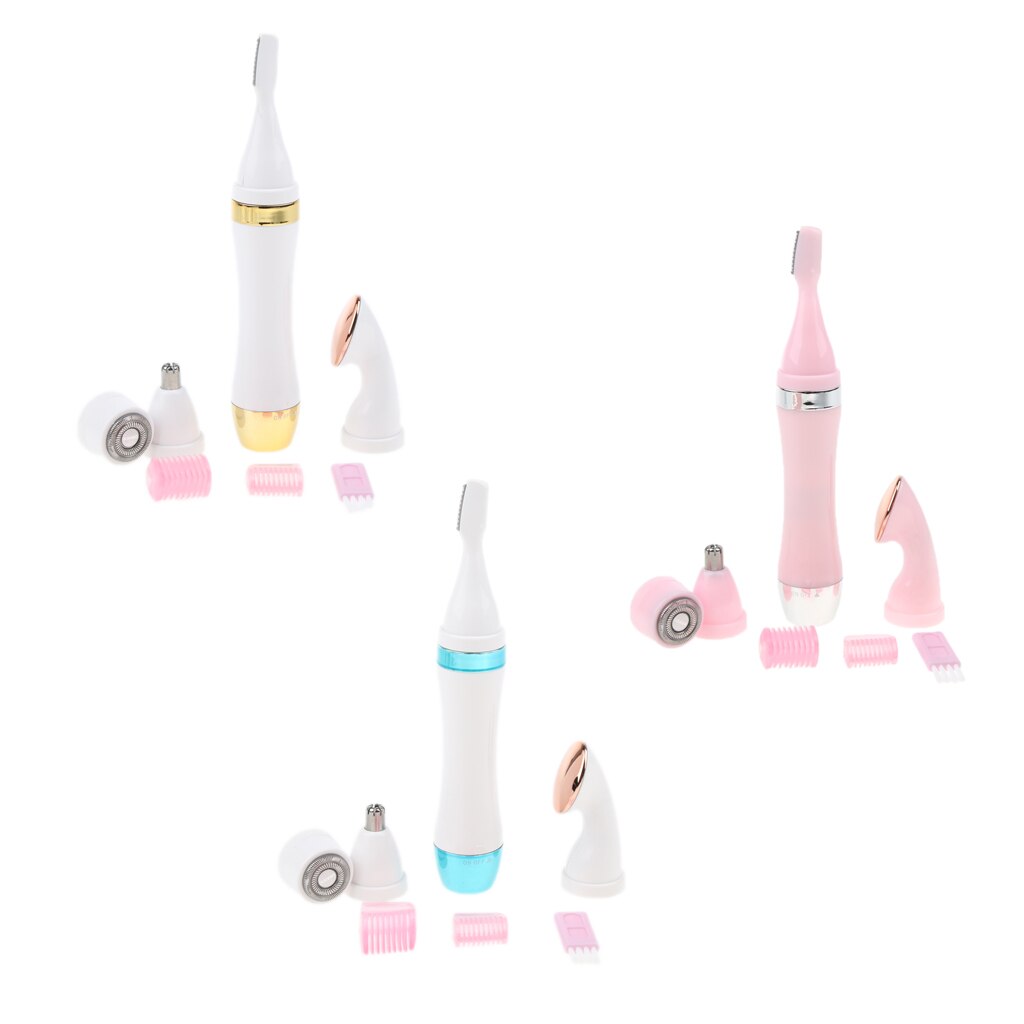 4 In 1 Vrouwen Elektrische Wenkbrauw Facial Nose Hair Remover Trimmer Groomer Set