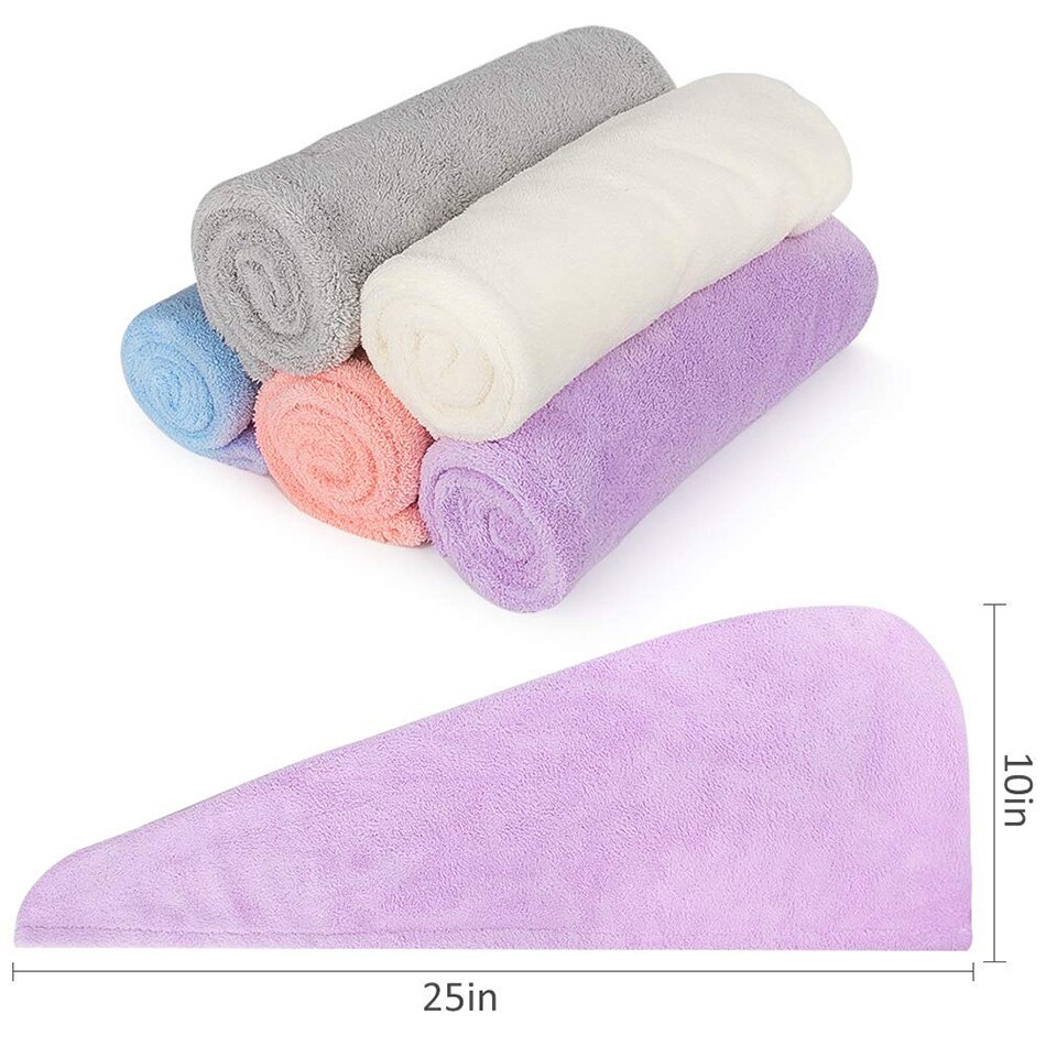 Dry Hair Towel Microfiber Polyester Flannel Wisp Long Curly Head Bath Hand Turban Towel for Adult Women Super Absorbent Quick