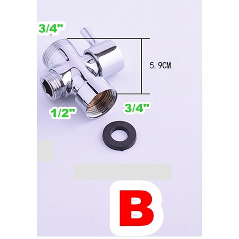 Badeværelse messing hurtig åbning tee ventil omskifter t nøgle 1/2 "  / 3/4 " switch ventil bruser bidet 1 in 2 ud vand metal t adapter: B