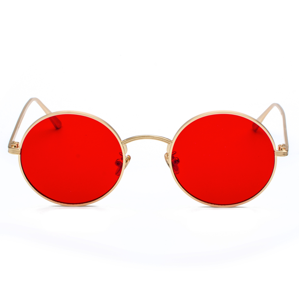 Peekaboo gold round metal frame sunglasses men retro summer style women red lens sun glasses unisex yellow pink black