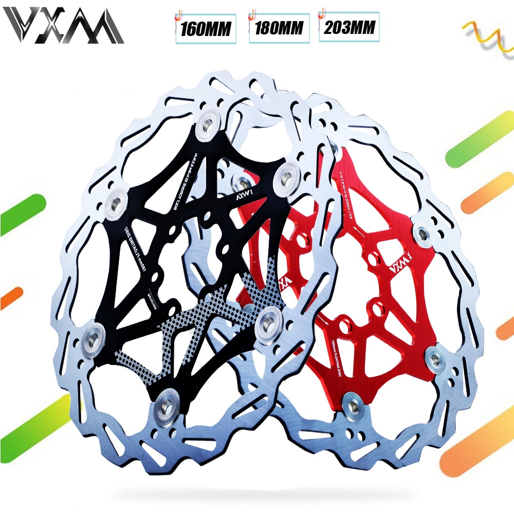 Rotor de freio hidráulico para bicicleta vxm, rotor de freio a disco flutuante, mtb, 160mm/180mm/203mm, liga de bicicleta peças de bicicleta de freio com rotores flutuantes de 6"