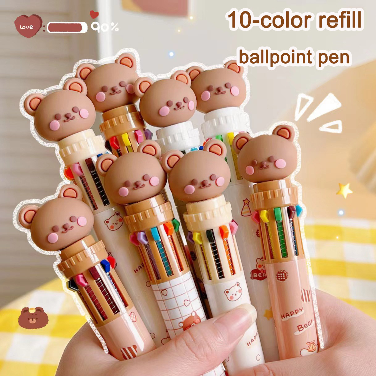 Kawaii urso dos desenhos animados silicone 10 cores caneta esferográfica escola material de escritório presente coreano papelaria escolar