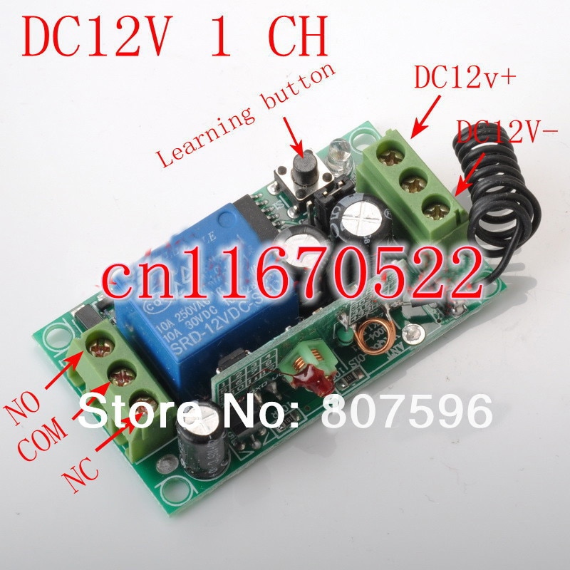 Long Distance 1000M DC 12V 10A 1CH Wireless Remote Control Transmitter Receiver Modul Toggle Momentary 1Relay Switch