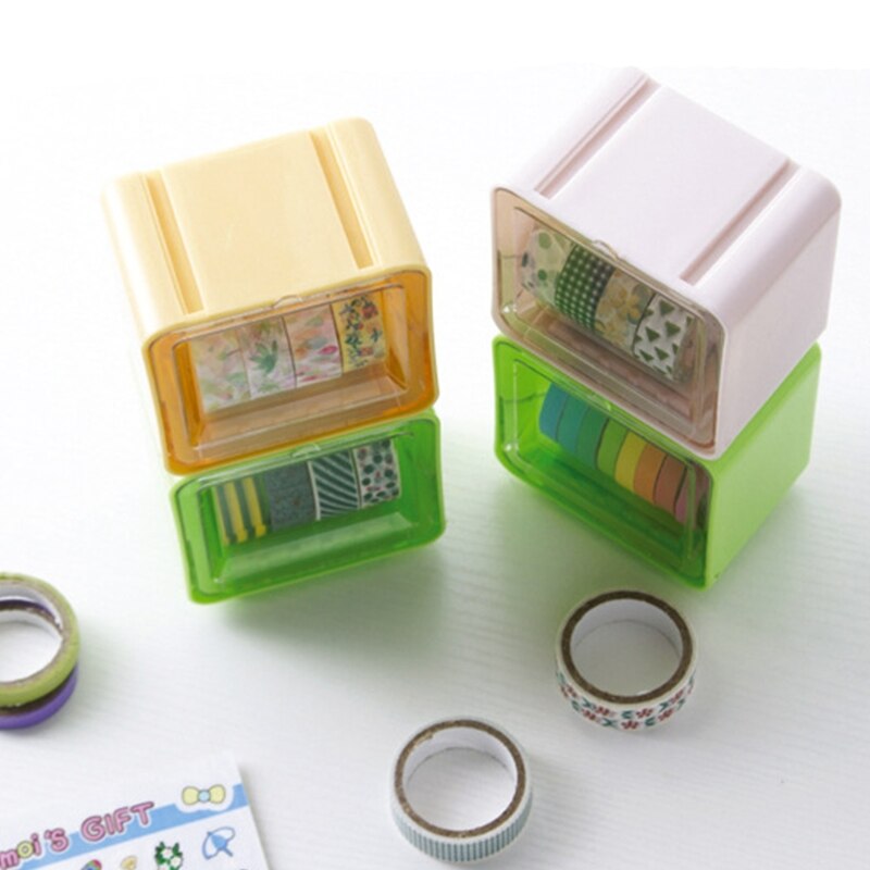 Compact Stackable Desk Organizer with Lid Art Crafts Tools Storage Case for storage Scrapbooking Washi Tapes Stationery
