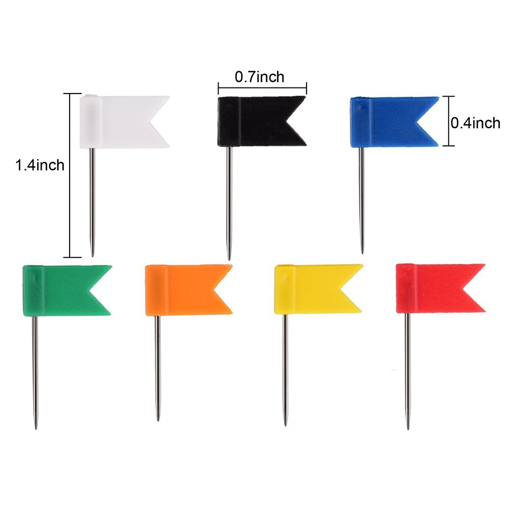 100 stk flag push pins markering markering thumbtack til varsel kork bord kort plast pin kontor skoleartikler væg negle foto